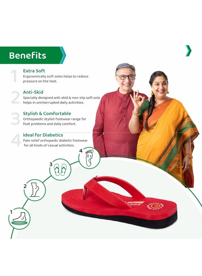 ORTHO JOY ORTHO JOY Doctor Orthopedic Ladies Slippers | Soft Chappal for Women | Comfortable womems's slipper | MCR Chappals for Women Red color  - Image 4