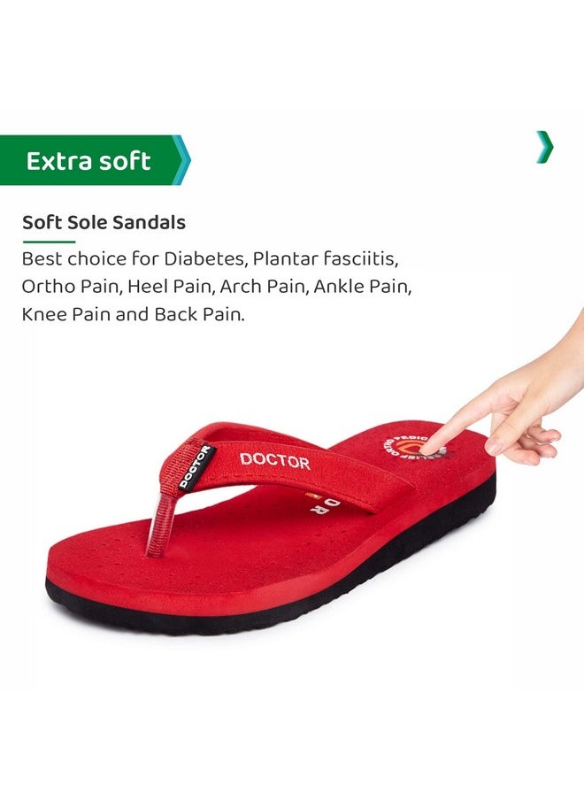 ORTHO JOY ORTHO JOY Doctor Orthopedic Ladies Slippers | Soft Chappal for Women | Comfortable womems's slipper | MCR Chappals for Women Red color  - Image 5
