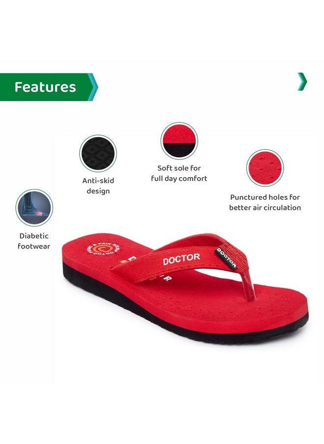ORTHO JOY ORTHO JOY Doctor Orthopedic Ladies Slippers | Soft Chappal for Women | Comfortable womems's slipper | MCR Chappals for Women Red color  - Image 3