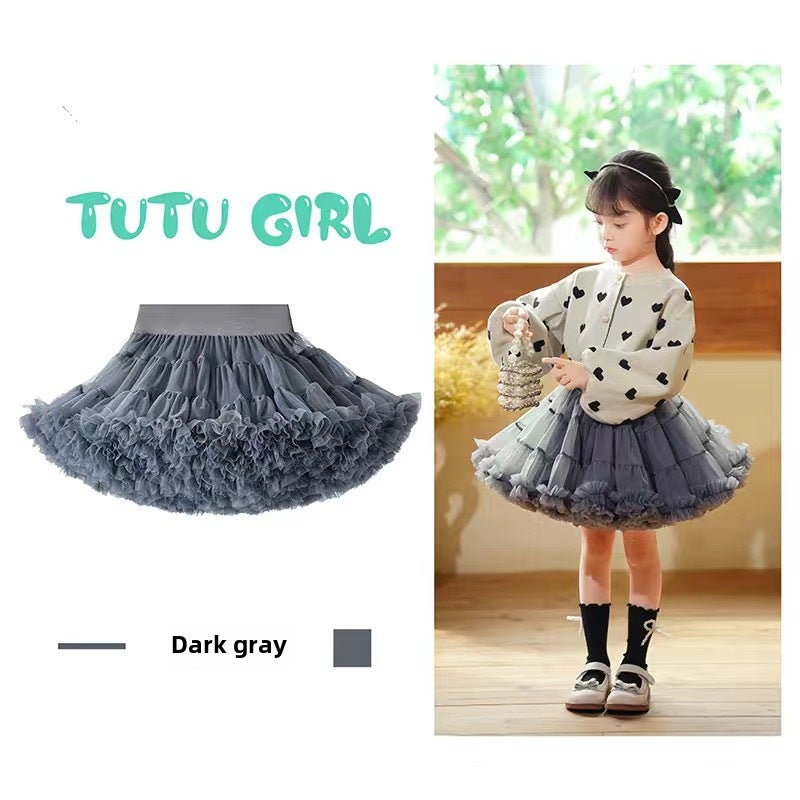 2024 Girls Tutu Skirt Spring Summer New Fashion Grey (2.0 Gabon Edition) 