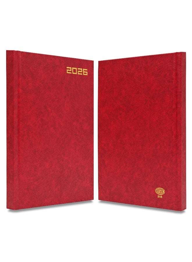 FIS 2026 Diary, A5 Size Diary(148x210mm), Hard Cover Vinyl Materials, English, 60gsm White Paper, Red Color-FSDI21E26RE - Image 2