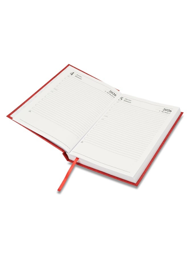 FIS 2026 Diary, A5 Size Diary(148x210mm), Hard Cover Vinyl Materials, English, 60gsm White Paper, Red Color-FSDI21E26RE - Image 3