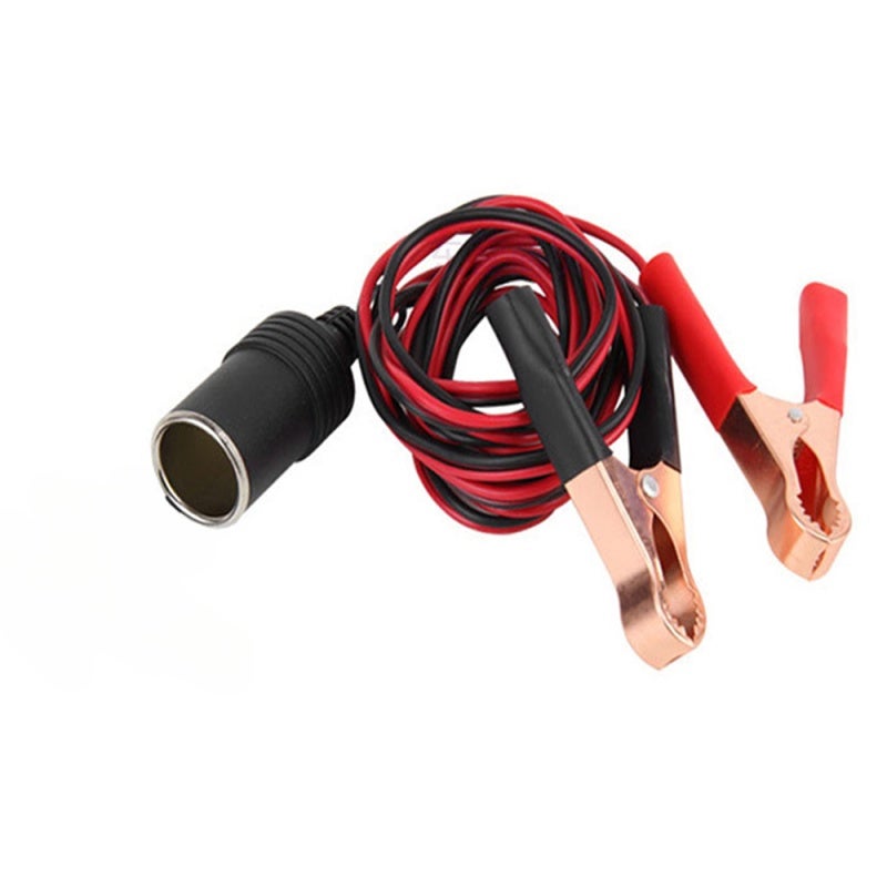 Lighter Battery Clip-on Car Lighter Socket 50A 18AWG Adapter Car Battery Pump Alligator Extension Cord with Battery Clamp - Image 1