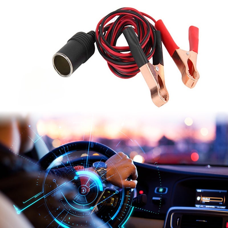 Lighter Battery Clip-on Car Lighter Socket 50A 18AWG Adapter Car Battery Pump Alligator Extension Cord with Battery Clamp - Image 3