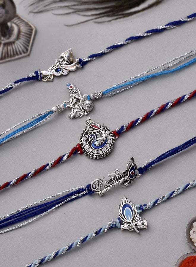 DORE Boy's Rakhi Set Rakhi Combo Rakhi For Brother Bhaiya Rakhi Combo Rakhi Set Of 5 Life Of Krishna - Image 3