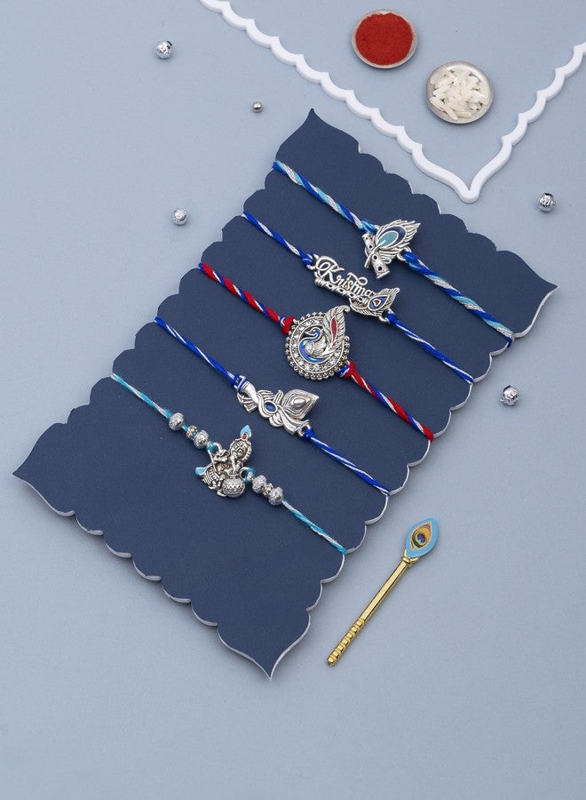DORE Boy's Rakhi Set Rakhi Combo Rakhi For Brother Bhaiya Rakhi Combo Rakhi Set Of 5 Life Of Krishna - Image 2