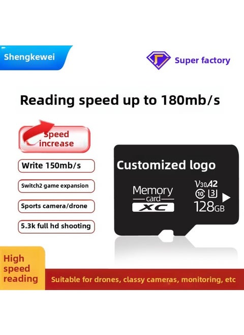 Ultra-high Speed Tf Card 64g Memory Card 128g High Speed 170 M/s Adaptation Motion Camera Drone 256GB-Capacity:128gb-write 150m Read 180m