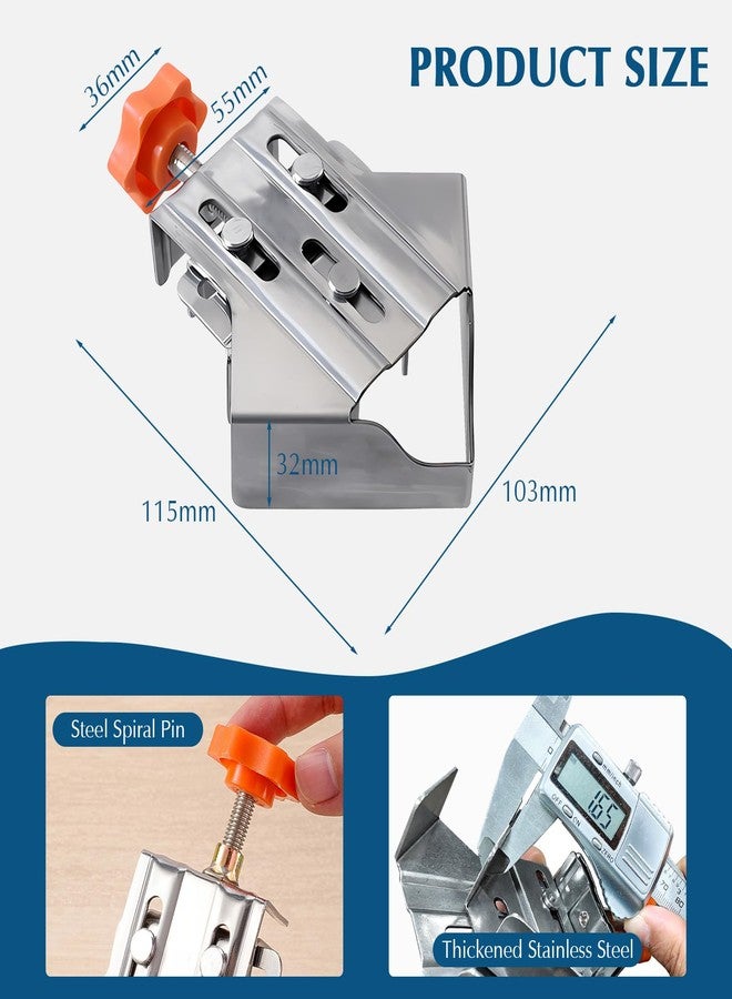 Owfeel 2pcs Stainless Steel Right Corner Clamp,90 Degree Right Angle Clamp for Woodworking,Right Angle Clip Fixer,Single Handle Clamps for Woodworking, Photo Framing (Close) - Image 3