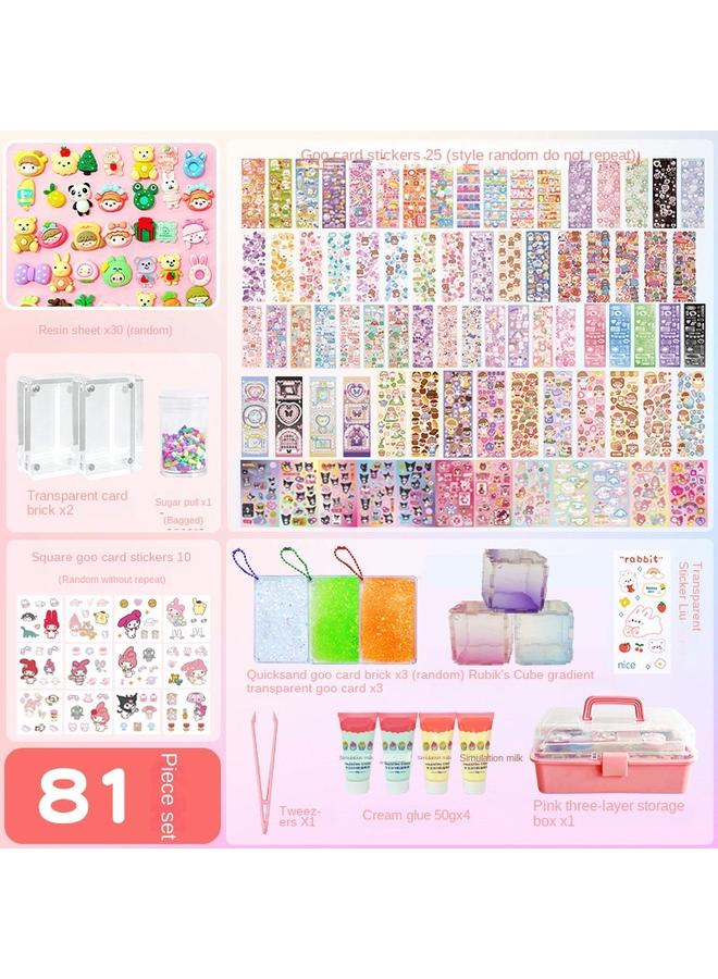 Bluejw Goo Card Sticker Family Ins Korean Hand Account Goo Plate Goo Card Material Bag Paper DIY Material Sticker Bucket Big Suit - Image 4