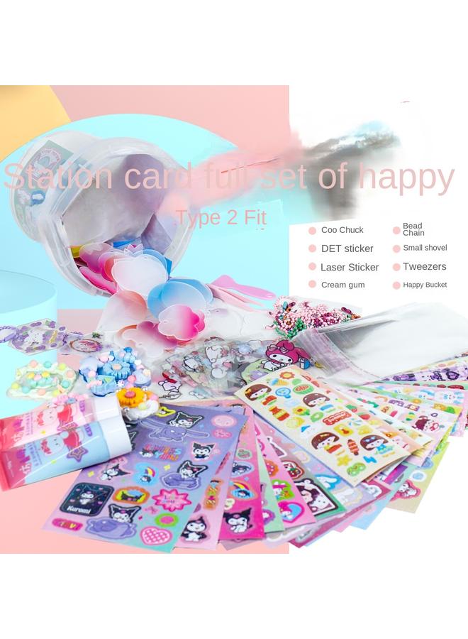 Bluejw Goo Card Sticker Family Ins Korean Hand Account Goo Plate Goo Card Material Bag Paper DIY Material Sticker Bucket Big Suit - Image 2