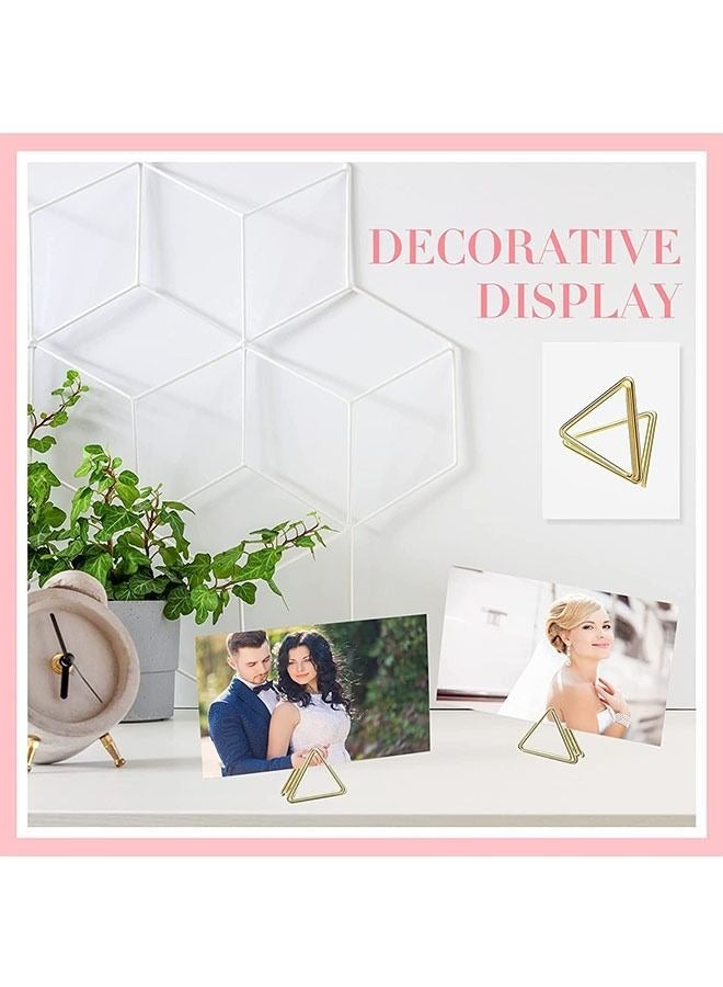 ZJTrio 20-Piece Triangle Shape Name Card Holder, Mini Wedding Table Number Holders, Photo Card Holders, Setting Holder Picture Stand Clips Stand for Centerpiece Anniversary Party (Gold) - Image 5