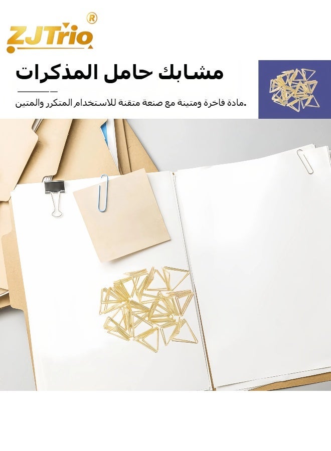 زي جي تريو حامل بطاقة اسم مثلث الشكل من 20 قطعة ، حاملات أرقام طاولة زفاف صغيرة ، حاملات بطاقات صور ، حامل وضع حامل صورة حامل كليب حامل لحفلة الذكرى السنوية المركزية (ذهبي) - Image 3
