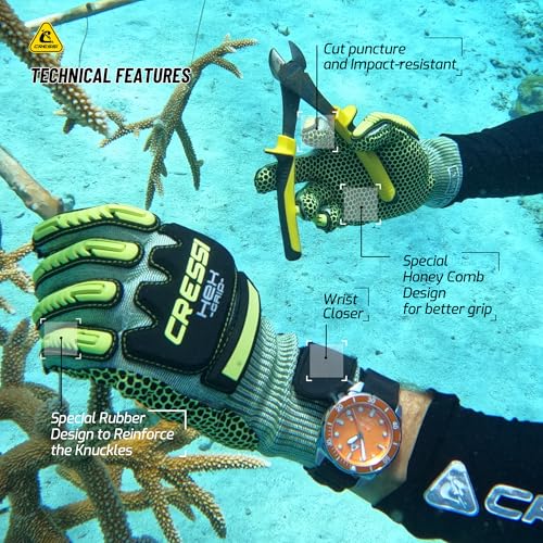 Cressi HEX Grip Gloves, Black, L - Image 3