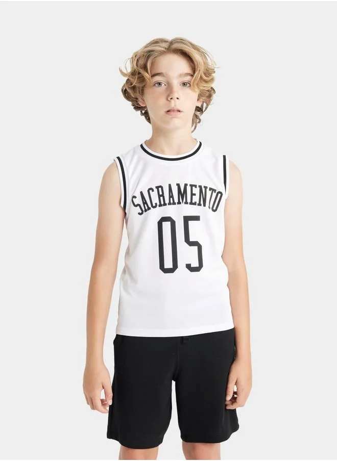 DeFacto DeFacto Kids White Boy Round Neck Sleeveless Top