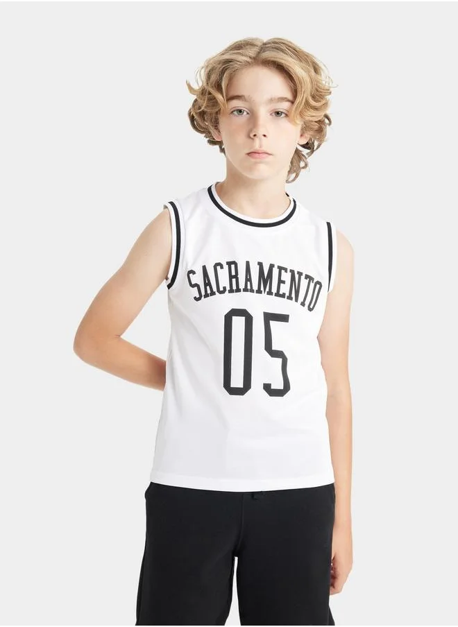 DeFacto DeFacto Kids White Boy Round Neck Sleeveless Top