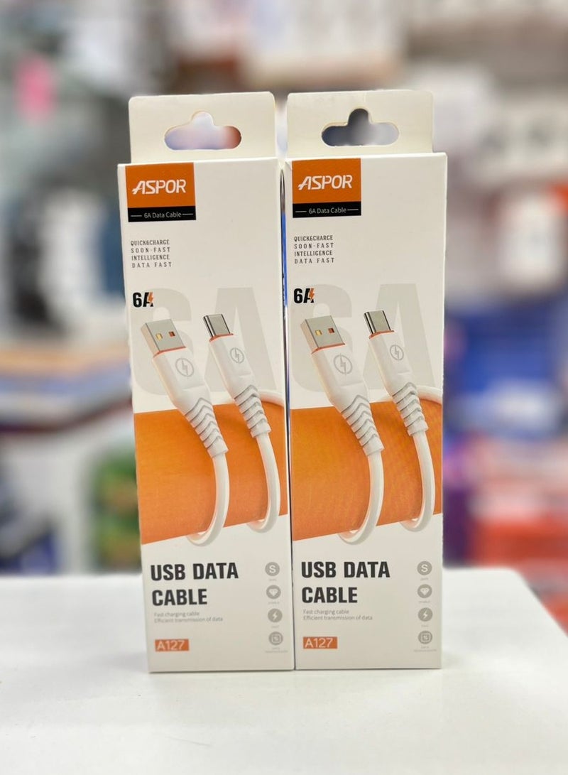 Aspor A127 USB Data Cable 6A Fast Charging & Data Transfer – Durable Cable for Smartphones & Devices - Image 2