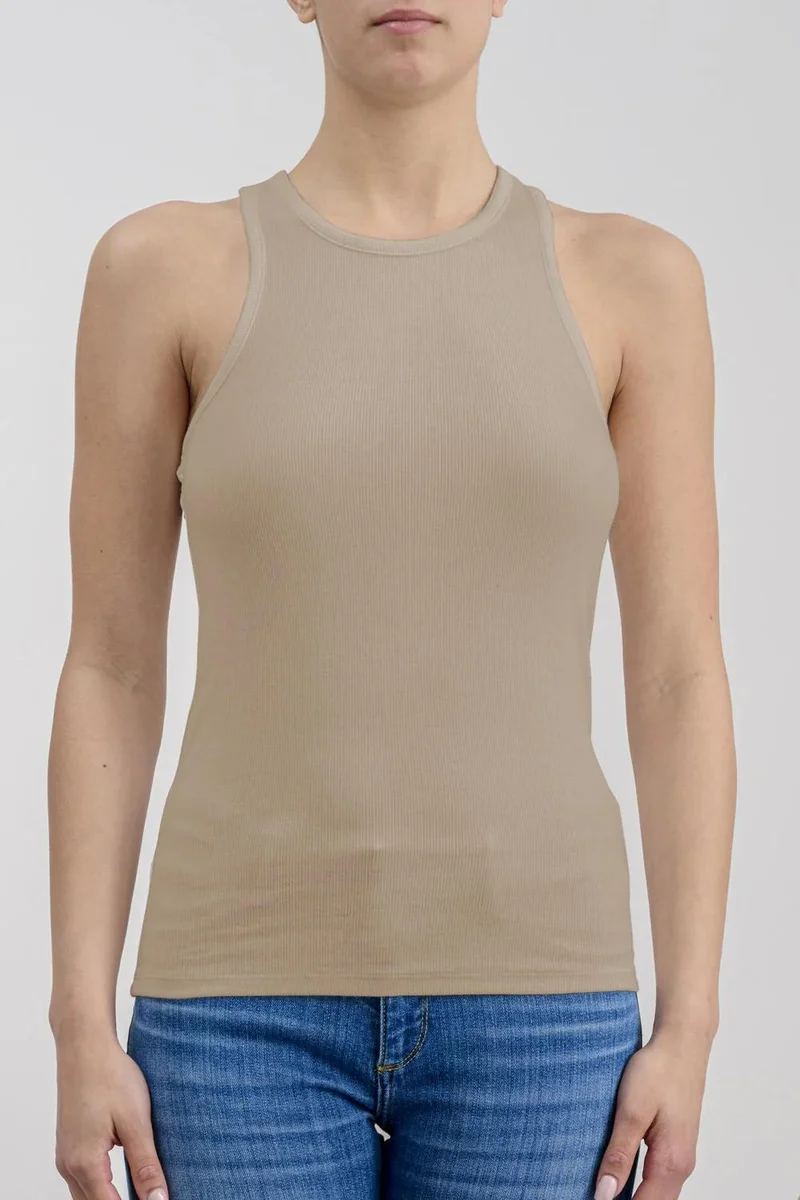 Ag Jeans Ribbed Dark Cotton Racerback Tank