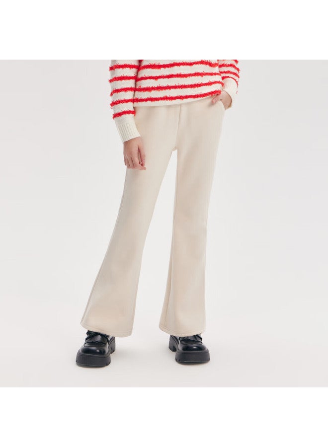 Deesha Girls' Fleece-lined Pants Winter Kids' Fashion Casual Flared Trousers - Image 2