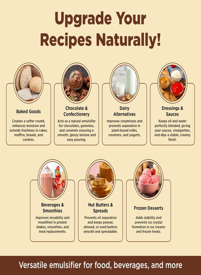 Healthier Comforts مسحوق ليسيثين دوار الشمس من هيلثيير كومفورتس (113 غرام) | مستحلب نباتي غير معدل وراثيًا للعصائر، والخبز، والشوكولاتة، وتتبيلات السلطة، ومنتجات العناية بالبشرة المنزلية | مصدر طبيعي للفوسفوليبيدات - Image 2