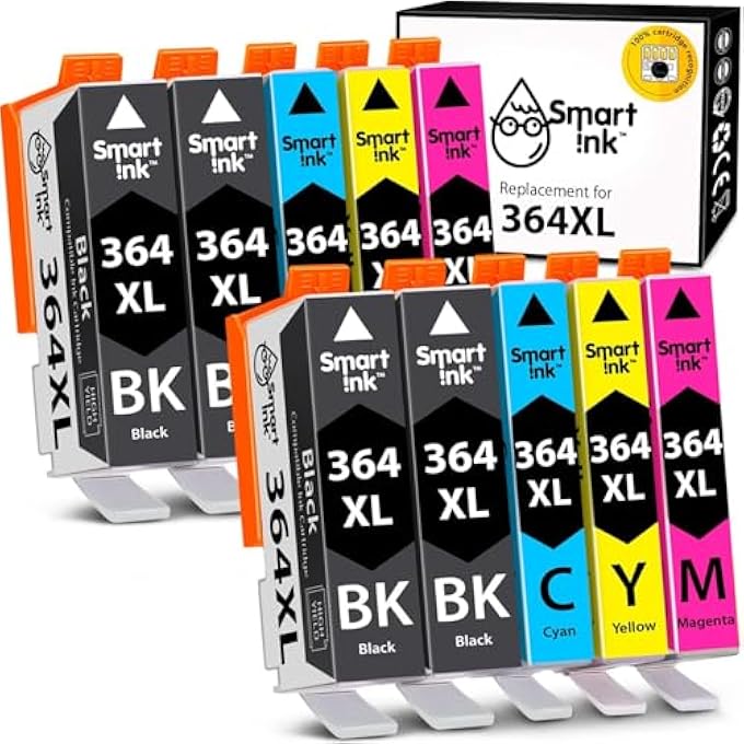 COMPATIBLE INK CARTRIDGE REPLACEMENT FOR HP 364 XL 364XL 10 MULTIPACK (4BK & 2C/M/Y) FOR HP PHOTOSMART 5520 5510 6520 7510 7520 5524 6510 5515 B210 C6380 DESKJET 3520 3070A OFFICEJET 4620 - Image 1