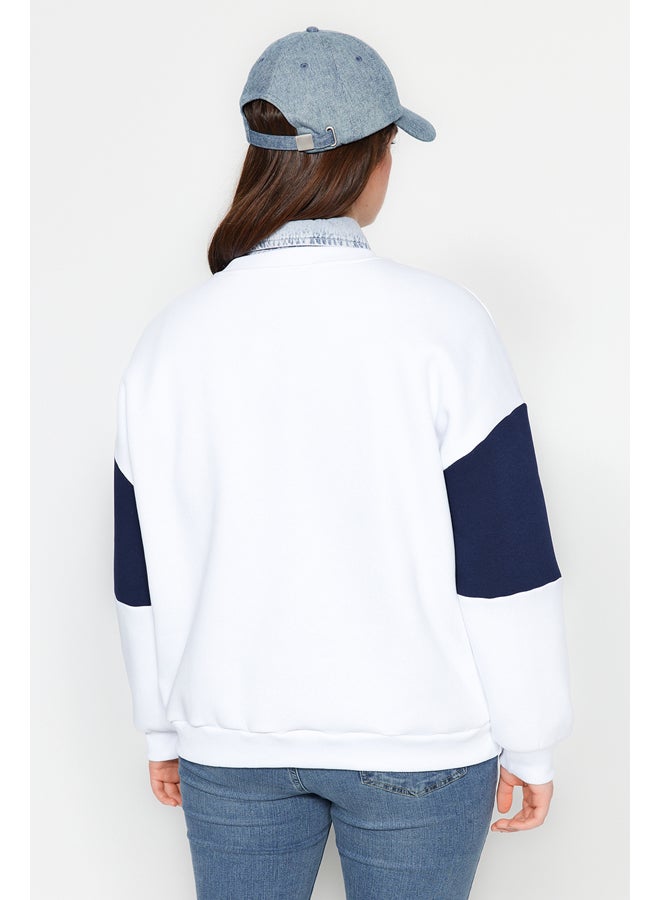 trendyol Plus Size White Sweatshirt TBBAW24AO00024 - Image 5