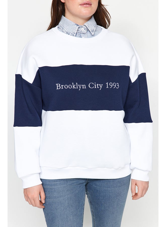 trendyol Plus Size White Sweatshirt TBBAW24AO00024 - Image 4