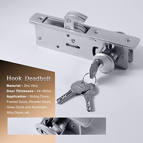RupXinSplend Cylinder Deadbolt Mortise Lock - Commercial Storefront Door Lock Double Keyed Cylinder 1-1/8" Backset Hook Deadbolt for Storefront Entry Doors - Image 3