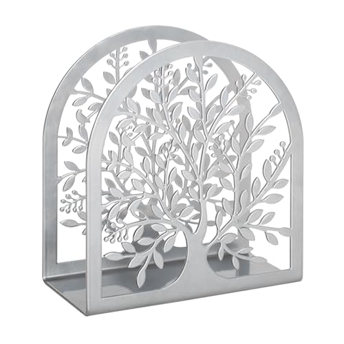 Fobule Napkin Holder for Tables, Tree of Life Design Modern Metal Napkin Holder for Home Kitchen & Picnic Party, Silver Grey - Image 1