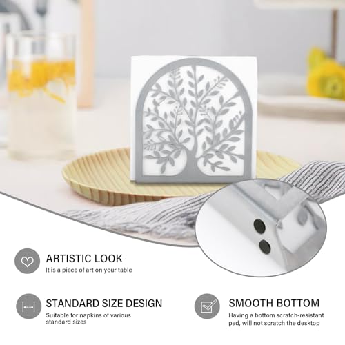 Fobule Napkin Holder for Tables, Tree of Life Design Modern Metal Napkin Holder for Home Kitchen & Picnic Party, Silver Grey - Image 2