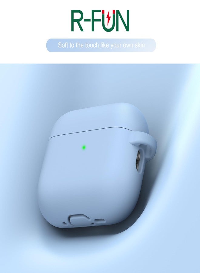 R-fun for AirPods Pro 3 Case (2025), Soft Silicone Protective Case Cover Compatible with Apple AirPods Pro 3rd Generation (USB-C Cable) for Women Men with Cleaning Kit and Keychain, Sky Blue - Image 3