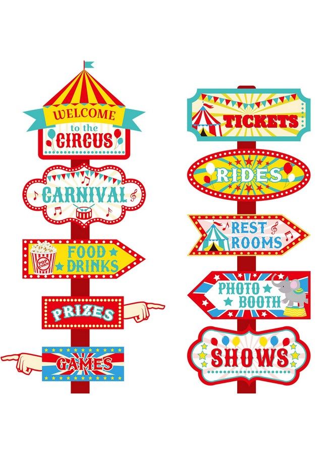Skylety 20 قطعة من لافتات إرشادية لحفلات كرنفال السيرك، ديكور لافتات السيرك، لافتات ترحيب السيرك لحفلات أعياد الميلاد ذات الطابع الاستعراضي، لوازم تزيين الحفلات - Image 2