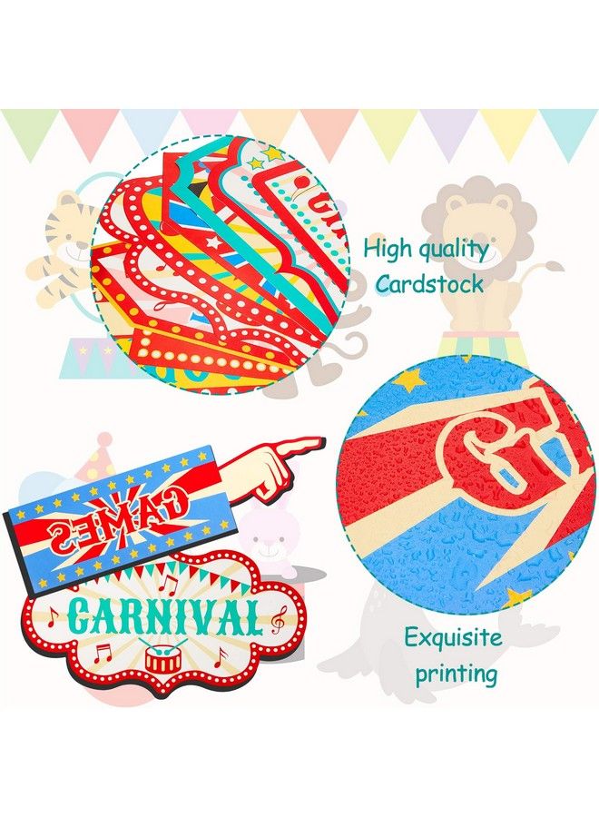 Skylety 20 قطعة من لافتات إرشادية لحفلات كرنفال السيرك، ديكور لافتات السيرك، لافتات ترحيب السيرك لحفلات أعياد الميلاد ذات الطابع الاستعراضي، لوازم تزيين الحفلات - Image 4