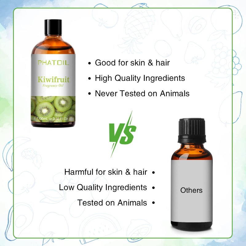 PHATOIL 3.38FL.OZ Kiwifruit Fragrance Oils for Aromatherapy, Essential Oils for Diffusers for Home, Perfect for Diffuser, Yoga, Skin Care, DIY Candle and Soap Making - 100ml - Image 4