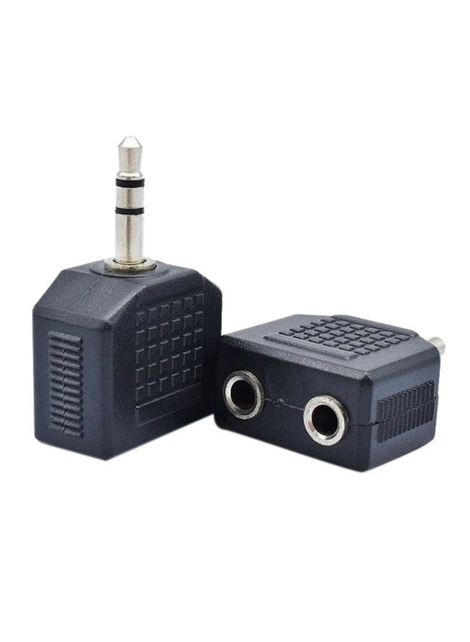 Pack of 2 Stereo Headphone Cable Splitter Adapter Jack Splitte 3.5mm Black  - Image 5