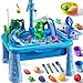 JUKUDAHU Water Table Play Sink Toy for Kids 2 3 4 5 6 Years Old Outdoor Kitchen with Running Water Fishing Games Toddler Water Play Table for Kids Ages 38 Beach Outdoor Toys Birthday Gifts 2 35 Blue - Image 2