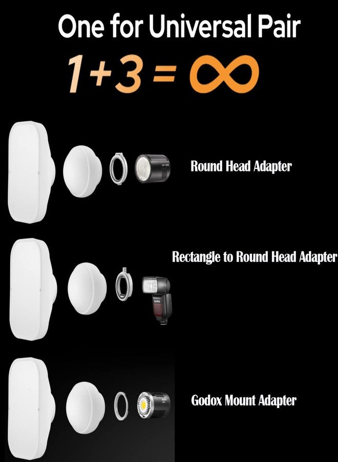 EACHSHOT Godox ML-CD15 Flash Diffuser Modifier Bundle Diffusion Dome for V1S V1C V1N V1F V1O V860III V860II V850III TT685II TT600 TT685 AD300PRO AD400PRO ML30 MLBI ML60 ML60BI(Included 3 adapters) - Image 2