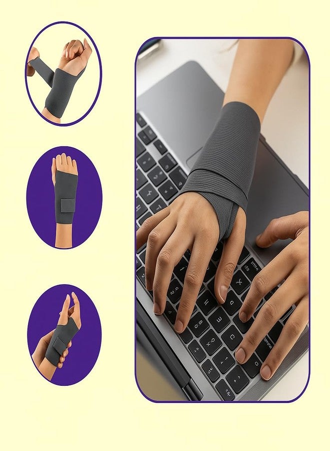 Dr Helix Wrist Support Belt for Right Hand | Ergonomic Wrist Brace with Adjustable Strap for Joint Stability, Pain Relief and Long Duration Comfortable Wear (Grey) - Image 3