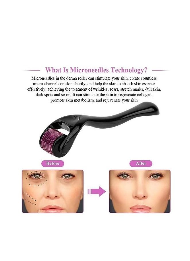 Derma Roller - Roller 0.5 Microneedle for Face Body Skin Regeneration Facial Dermarolling for Beard Hair Regrowth 0.5mm Micro Needling for Wrinkle Stretch Marks Scar Cellulite Women Men - Image 1