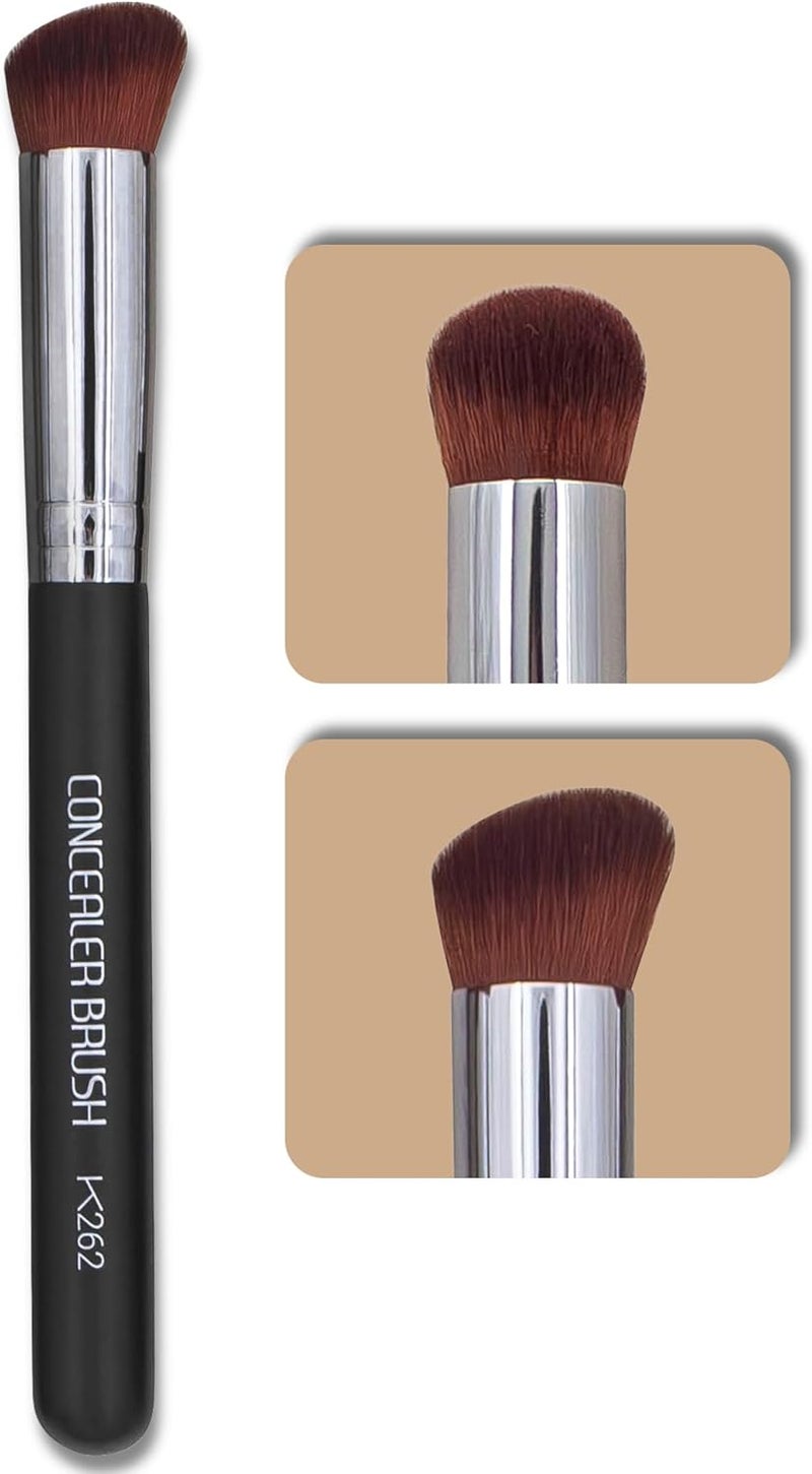 Keshima Angled Concealer Brush by - Under-Eye Concealing, Contouring & Setting, Seamless Streak-Free Finish - Works with Liquid, Cream & Powder - Soft, Dense Synthetic Bristles - Image 1