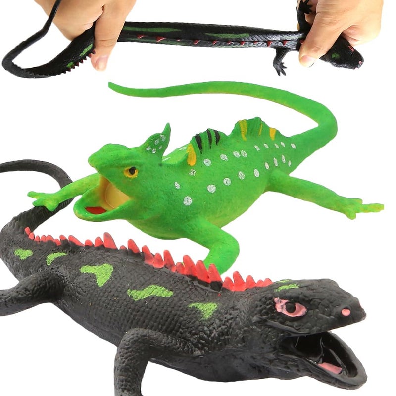 Yeonhatoys 2 Packs 9inch Lizards Toys Super Stretches Material TPR Rubber Lizard Figure Realistic Set for Party Favors Boys Kids Children Learning Study Toy Bathtub Toy IguanaGreat Gifts or Party Supplies - Image 3