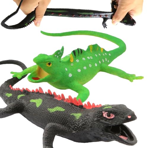 Yeonhatoys 2 Packs 9inch Lizards Toys Super Stretches Material TPR Rubber Lizard Figure Realistic Set for Party Favors Boys Kids Children Learning Study Toy Bathtub Toy IguanaGreat Gifts or Party Supplies - Image 1