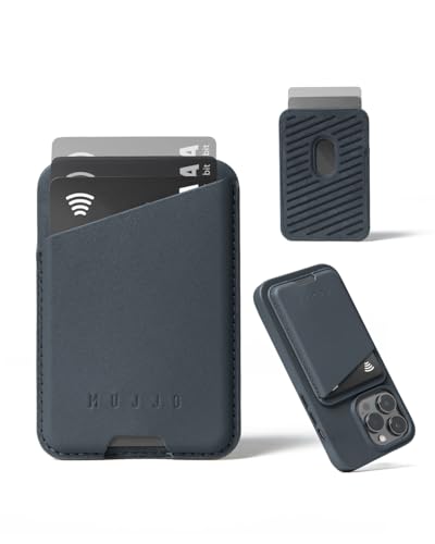 Mujjo Full Leather Magnetic Wallet for iPhone ThreeCard EasyAccess Design Made from Luxurious Leather Microfiber Slim Secure Design Basalt - Image 3