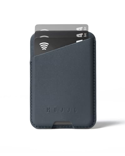 Mujjo Full Leather Magnetic Wallet for iPhone ThreeCard EasyAccess Design Made from Luxurious Leather Microfiber Slim Secure Design Basalt - Image 1