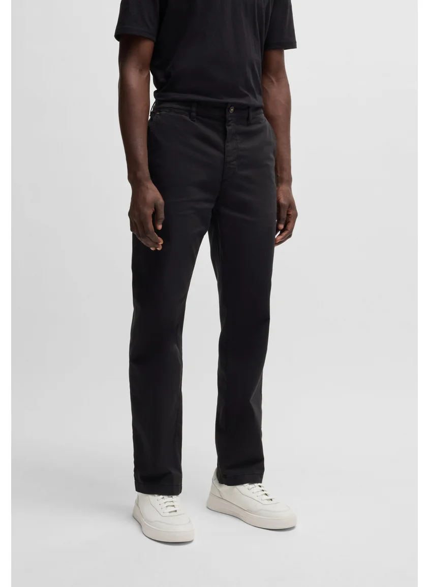 BOSS Regular-fit chinos in stretch-cotton satin