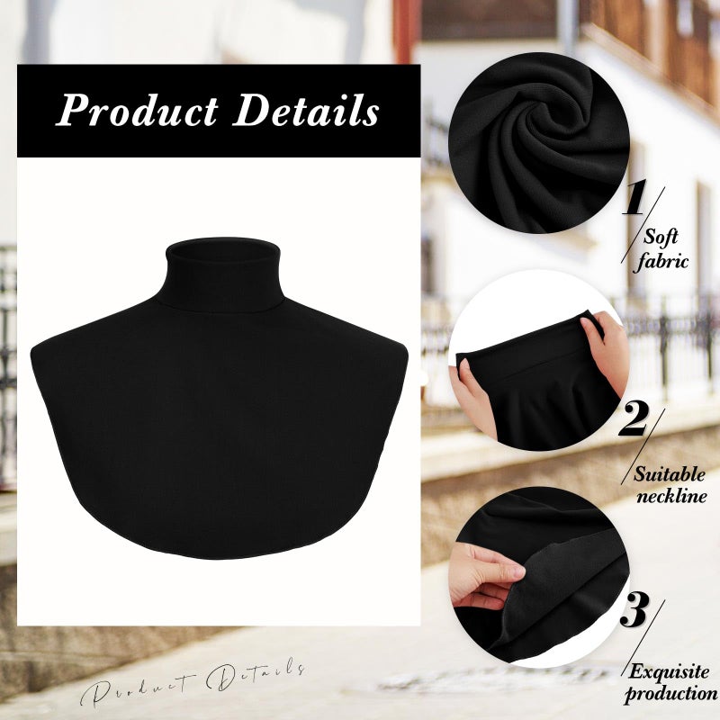 Cutecrop Turtleneck Dickey Extra Large Fake Collar Detachable Dickey Collar Half Mock Turtleneck for Men Women(Black,L,Classic) - Image 4
