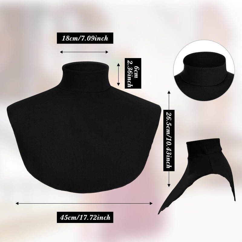 Cutecrop Turtleneck Dickey Extra Large Fake Collar Detachable Dickey Collar Half Mock Turtleneck for Men Women(Black,L,Classic) - Image 2