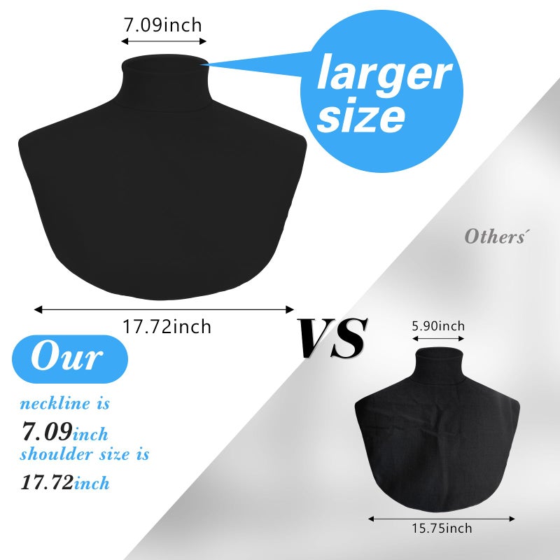 Cutecrop Turtleneck Dickey Extra Large Fake Collar Detachable Dickey Collar Half Mock Turtleneck for Men Women(Black,L,Classic) - Image 3