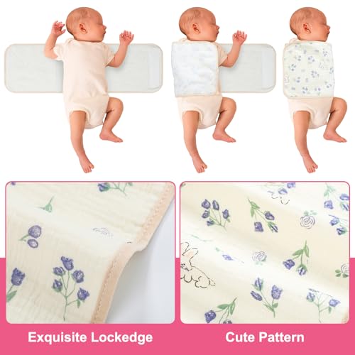 Funnysoft 6 Pcs Newborn Snuggle Strap Adjustable Arms Swaddle Band Baby Belly Band Arms Safe Swaddle Sleep Wrap Blanket for Newborn Infant Boy Girls (Flower and Animal Style) - Image 5