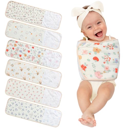 Funnysoft 6 Pcs Newborn Snuggle Strap Adjustable Arms Swaddle Band Baby Belly Band Arms Safe Swaddle Sleep Wrap Blanket for Newborn Infant Boy Girls (Flower and Animal Style) - Image 1