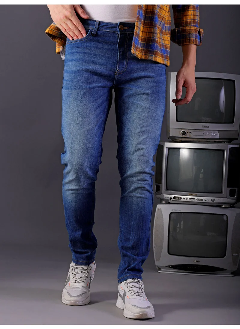 The Indian Garage Co Men Blue Cotton Stretchable Slim Fit Jeans